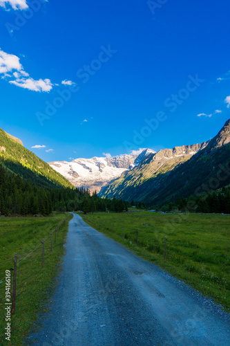 Gorgeous nature of the krimml Valley in summer. It is a valley of the austrian Alps  of Dreiherrnspitze on glacier obersulzbachkees  Hohe Tauern Austrian Alps  Europe