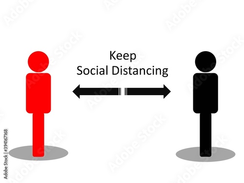 Flat illustration of Keep Social Distancing due to COVID-19 pendamic.