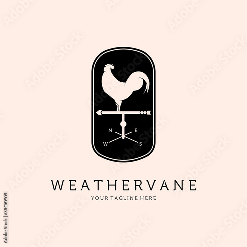 Rooster Windvane or Weathervane Logo Vector Template Illustration Design, Cock Vintage Emblem Design