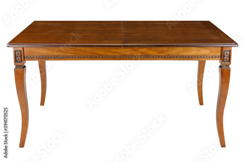 light brown wooden table on white background