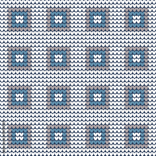 Knitted elements for Christmas, new year or winter design. Seamless pattern. Norwegian sweater. Vector illustration for web design or print.