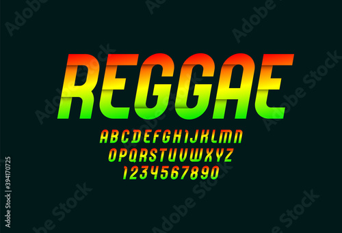 Bright modern high font, condensed trendy alphabet, uppercase italic letters from A to Z and numbers from 0 to 9 for you designs, vector illustration 10EPS