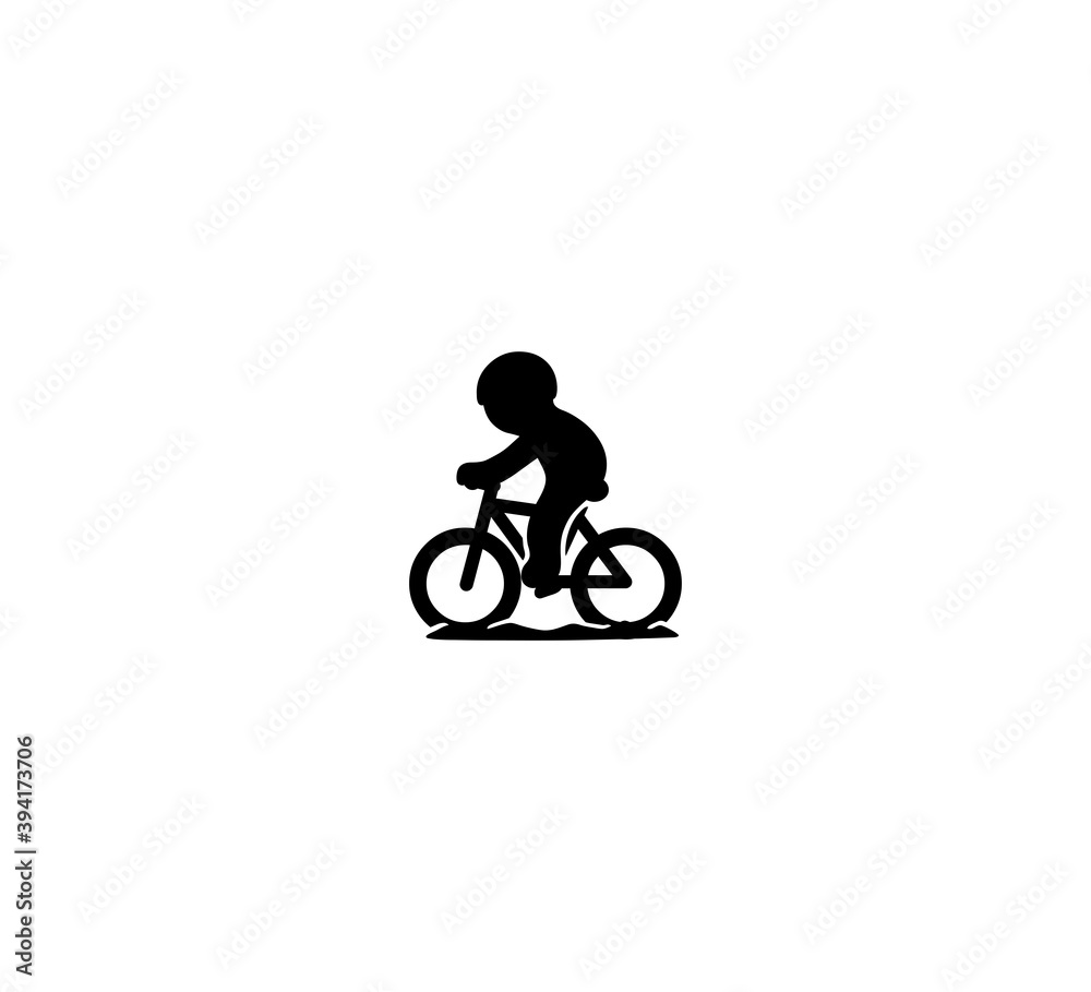 Naklejka premium Riding a bicycle vector isolated icon illustration. Bicycle icon