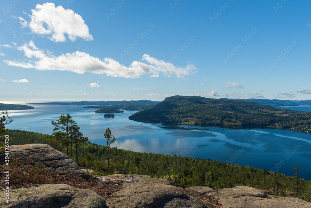 View to the South over the sea from a mountain (Getsvedjberget) in the High Coast area Sweden.