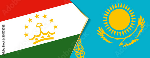 Tajikistan and Kazakhstan flags, two vector flags.