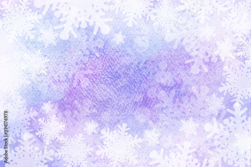 Christmas background with snowflakes on a watercolor texture