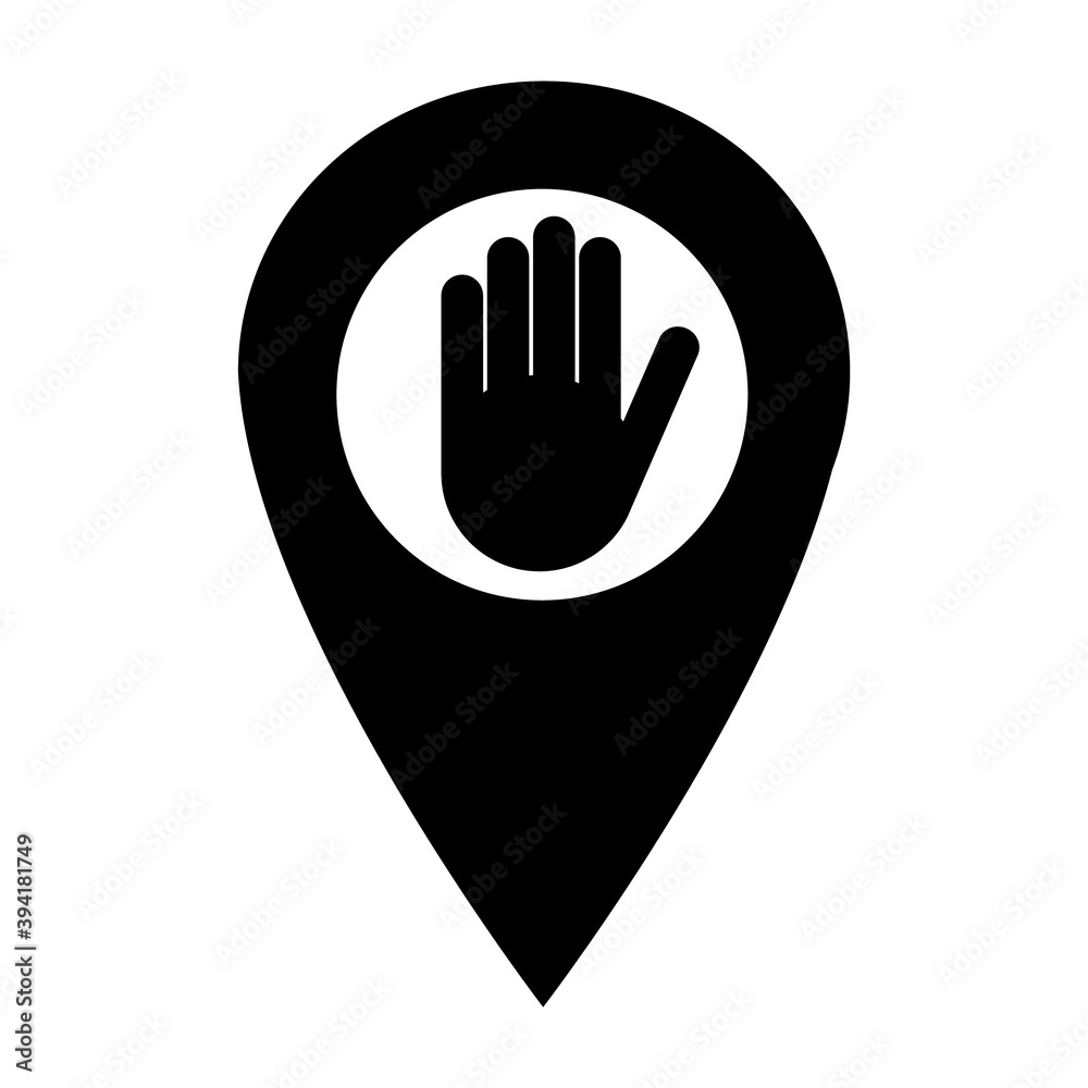 Obraz premium Stop icon with alert hand, warning covid symbol, no - danger isolated on white background vector illustration