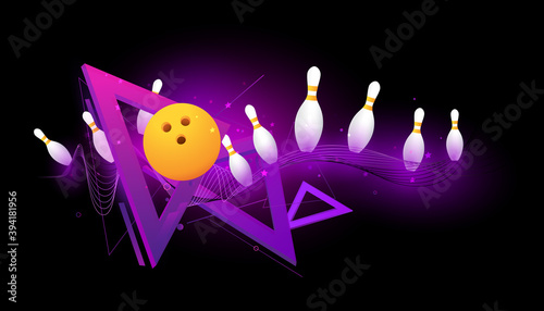 Vector bowling sport. Abstract futuristic sports background.