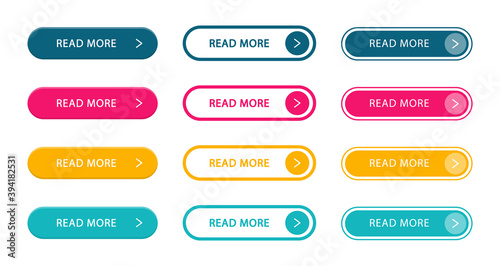 Read more modern buttons set. Collection buttons for call action. For website and ui design.