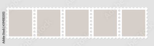 Set of blank postage stamps. Frames of postage stamps for mail envelopes. Vector.