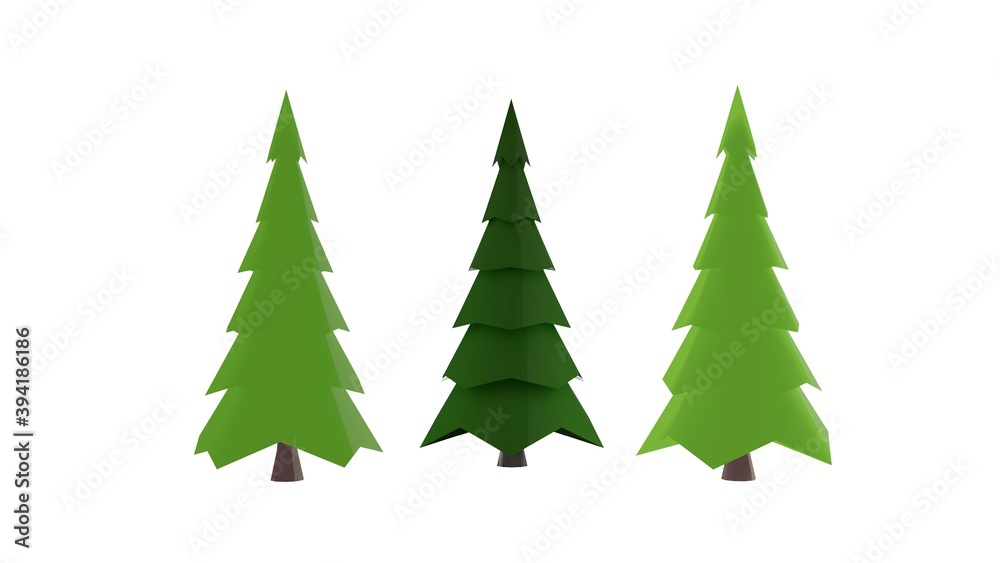 green christmas pine tree on white 3d rendering green christmas pine tree on white 3d rendering