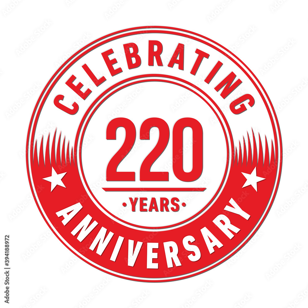 220 years anniversary logo template. 220th years anniversary celebration design. Vector and illustration. 220 years anniversary logo template. 220th years anniversary celebration design. Vector and illustration.