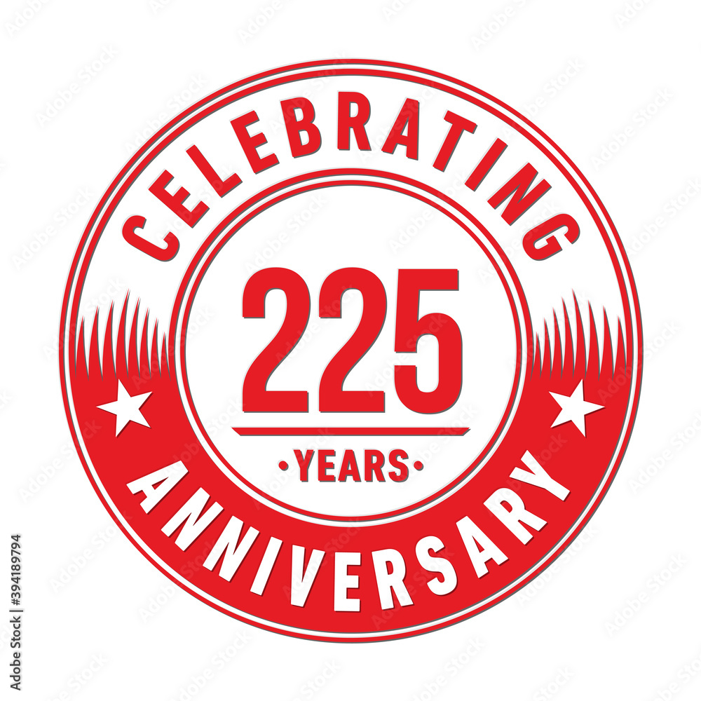 225 years anniversary logo template. 225th years anniversary celebration design. Vector and illustration. 225 years anniversary logo template. 225th years anniversary celebration design. Vector and illustration.