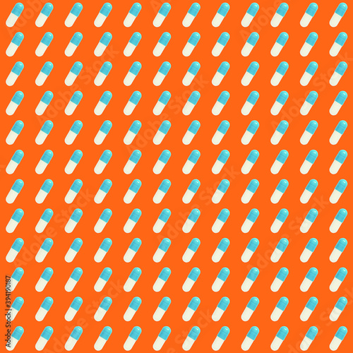 pattern of blue pills on a red background