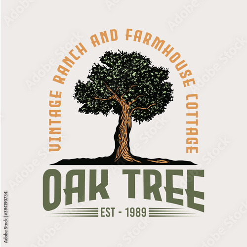 Vintage Old oak strong tree