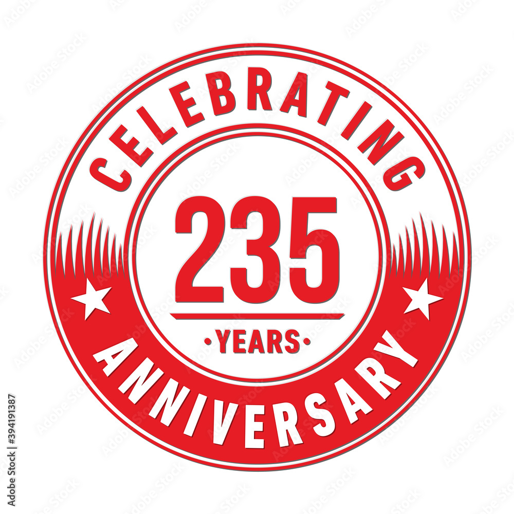 235 years anniversary logo template. 235th years anniversary celebration design. Vector and illustration.