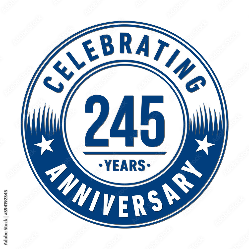245 years anniversary logo template. 245th years anniversary celebration design. Vector and illustration.