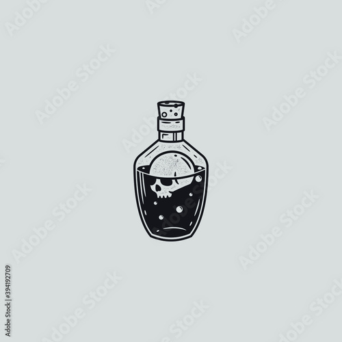 bottle of poison mono line style vector illustration.