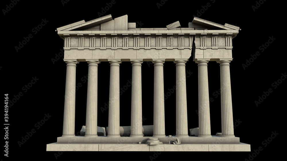 Fototapeta premium Broken ancient Greek columns. 3D render.
