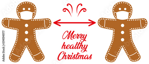 merry healthy christmas lebkuchenmänner mit abstand und maske