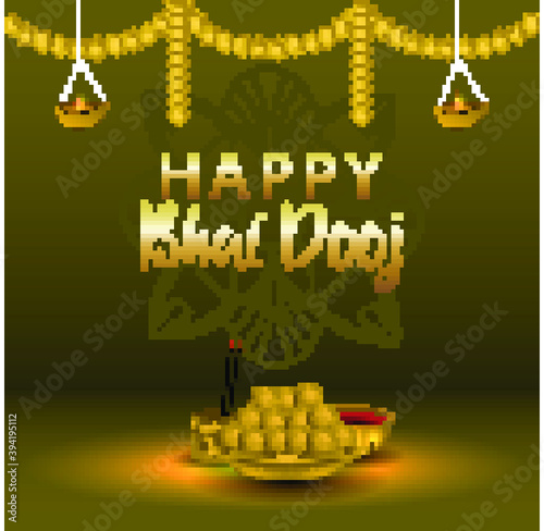 Festival happy bhai dooj indian  puja thali celebration , background traditional religius diwali hindu culture
