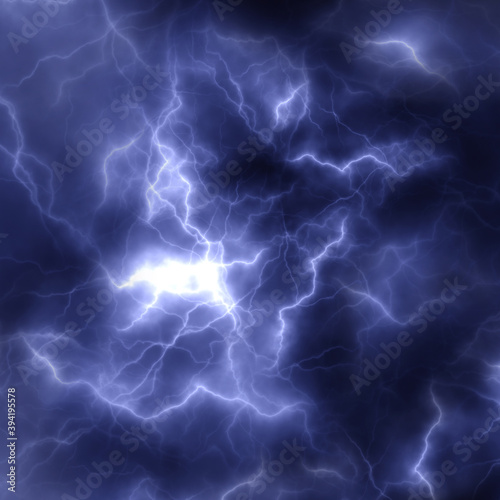 Lightning storm. Bright flash of lightning closeup.
