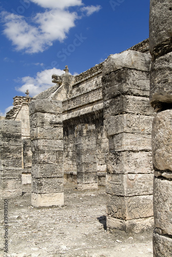 Templo de los Guerreros, Temple of the Warriors, Carved pillars, Chichen Itza; Yucatan, Mexico, UNESCO World Heritage Site
