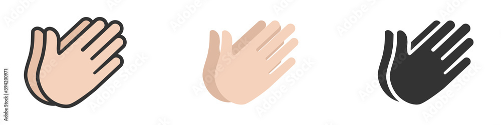 Clapping hands icon, applause icon. Set of vector illustrations of symbol isolated on white background Clapping hands icon, applause icon. Set of vector illustrations of symbol isolated on white background