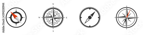 Set of black compass icons isolated on white background. Vector illustration photo