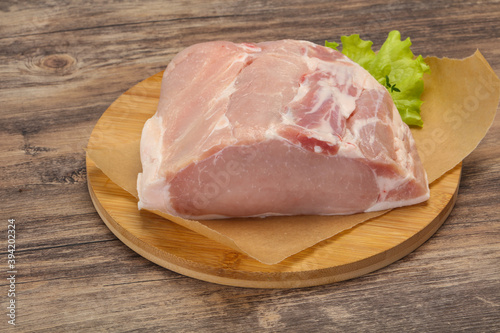 Raw pork meat piece for cooking