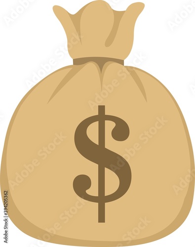 Vector emoticon illustration of a money bag