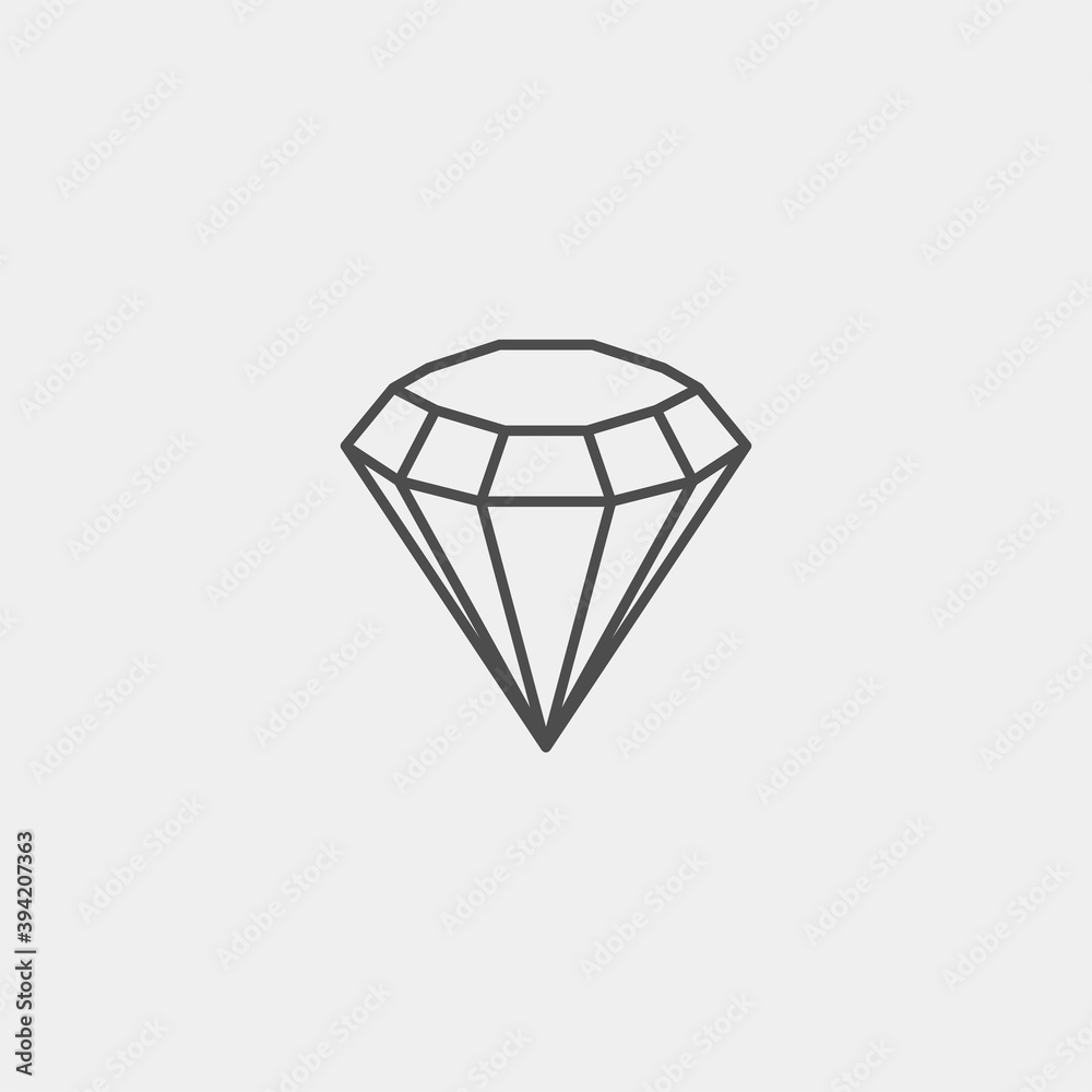 Diamond flat vector icon. Crystal flat vector icon