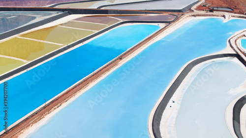 Canvas Print Aerial views of colorful Potash holding ponds near Moab Utah.