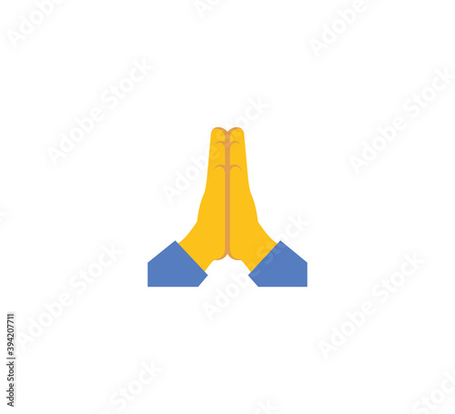 Folded hands emoji gesture vector isolated icon illustration. Folded hands gesture icon