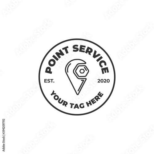 point service  logo line art illustration vector template design