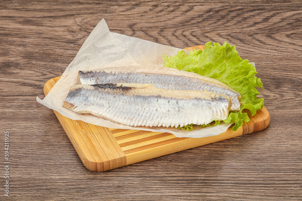 Herring fillet with salad leaves Herring fillet with salad leaves