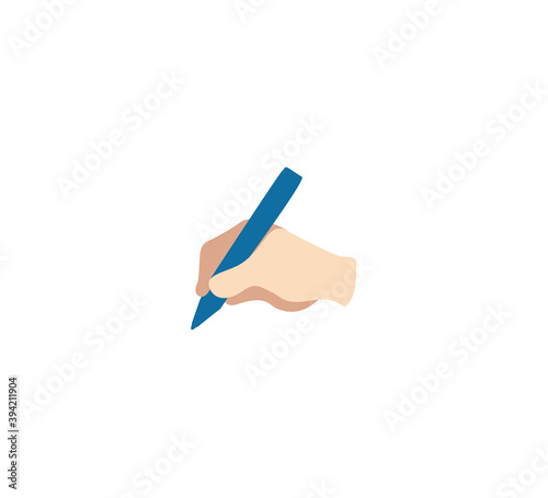 Writing hand emoji gesture vector isolated icon illustration. Writing hand gesture icon