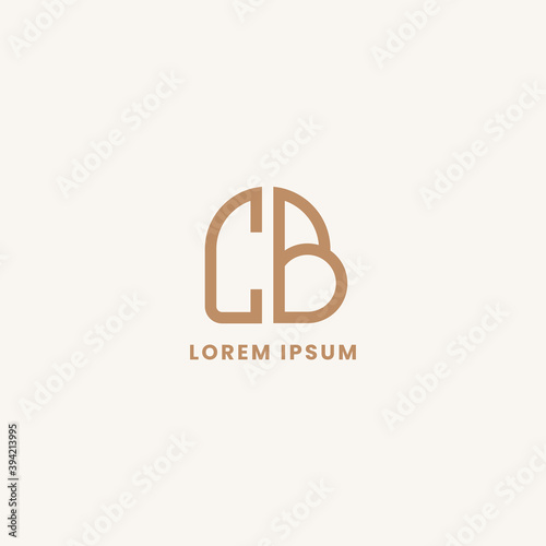 Simple, minimalist, and elegan geometric letter CB monogram logo with rounded style