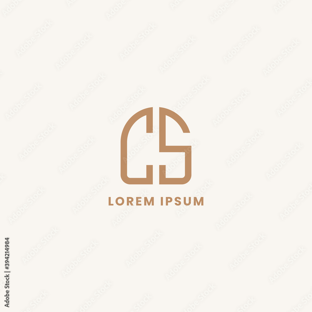 Fototapeta premium Simple, minimalist, and elegan geometric letter CS monogram logo with rounded style
