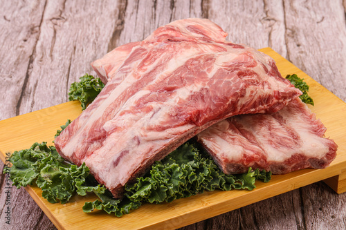 Raw pork ribs for cooking