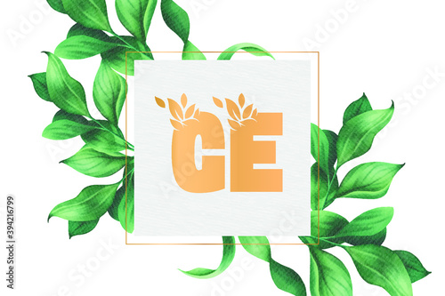 GE G E initial floral abstract logo template vector image.
 photo