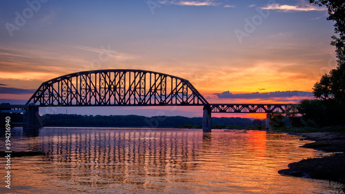 The Historic Fourteenth Street Bridge over the Ohio river, connecting Kentucky and Indiana