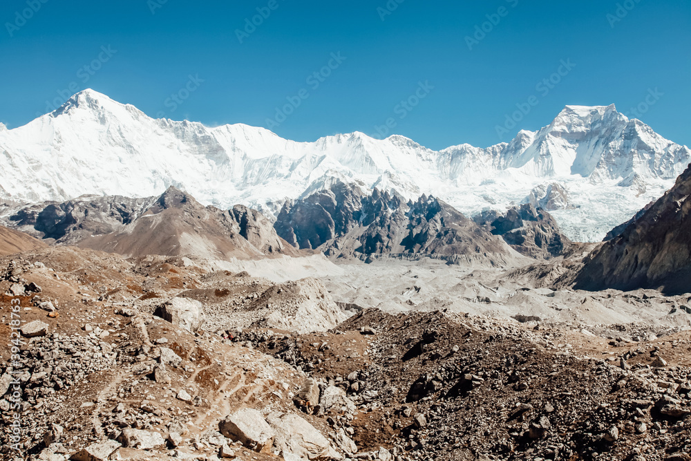 Bright beautiful mountain landscape in Himalaya. Nepal. 