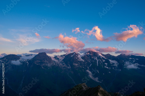 Dramatic view of high ridge. Location Grossglockner high alpine road, Austria, Europe. National park in Tyrol. Drone photography. Famous european travel destination. Discover the beauty of earth.