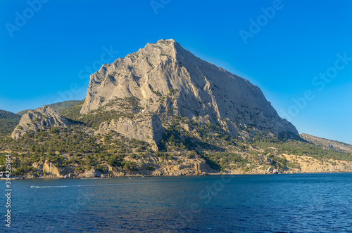 Panoramic landscape with Black Sea shore near Noviy Svet resort. Crimean peninsula