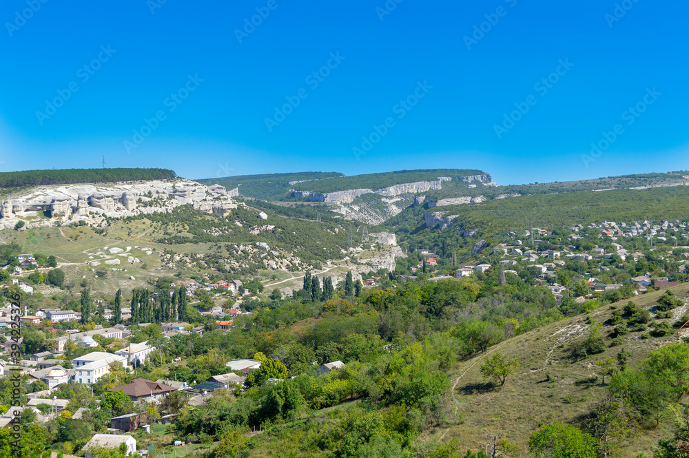 Crimea, Bakhchisaray. View of the old city from above