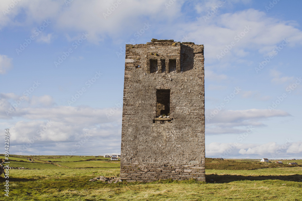 Abandoned signal tower on the edge of the seven heads cliffs, West Cork Ireland 