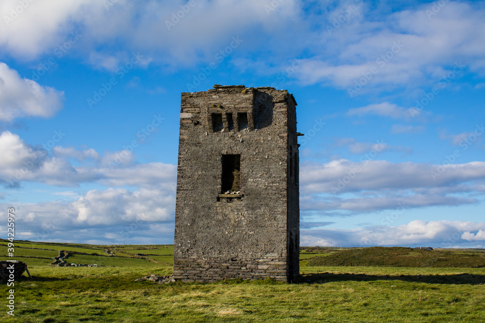 Abandoned signal tower on the edge of the seven heads cliffs, West Cork Ireland 