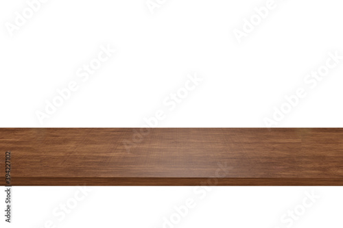 front view wooden table on white background