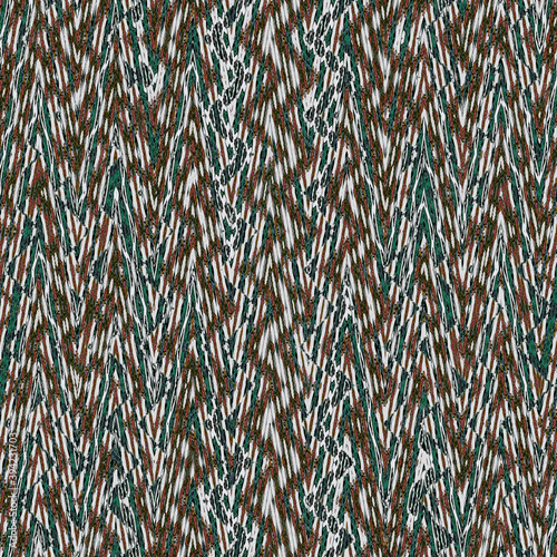 retro chevron pattern in teal, brown and green spruce. repeating zigzag pattern texture.